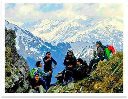 Women in a mountain adventure setting