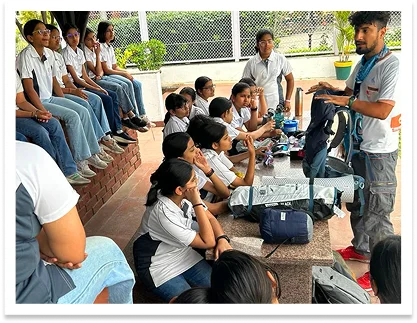 Students in an outdoor classroom setting